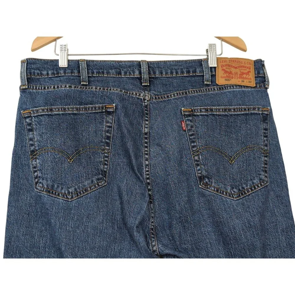 Levis 505 Jeans Mens 38 x 32 Measure 38 x‎ 28.5 Blue Straight Leg Regular Fit